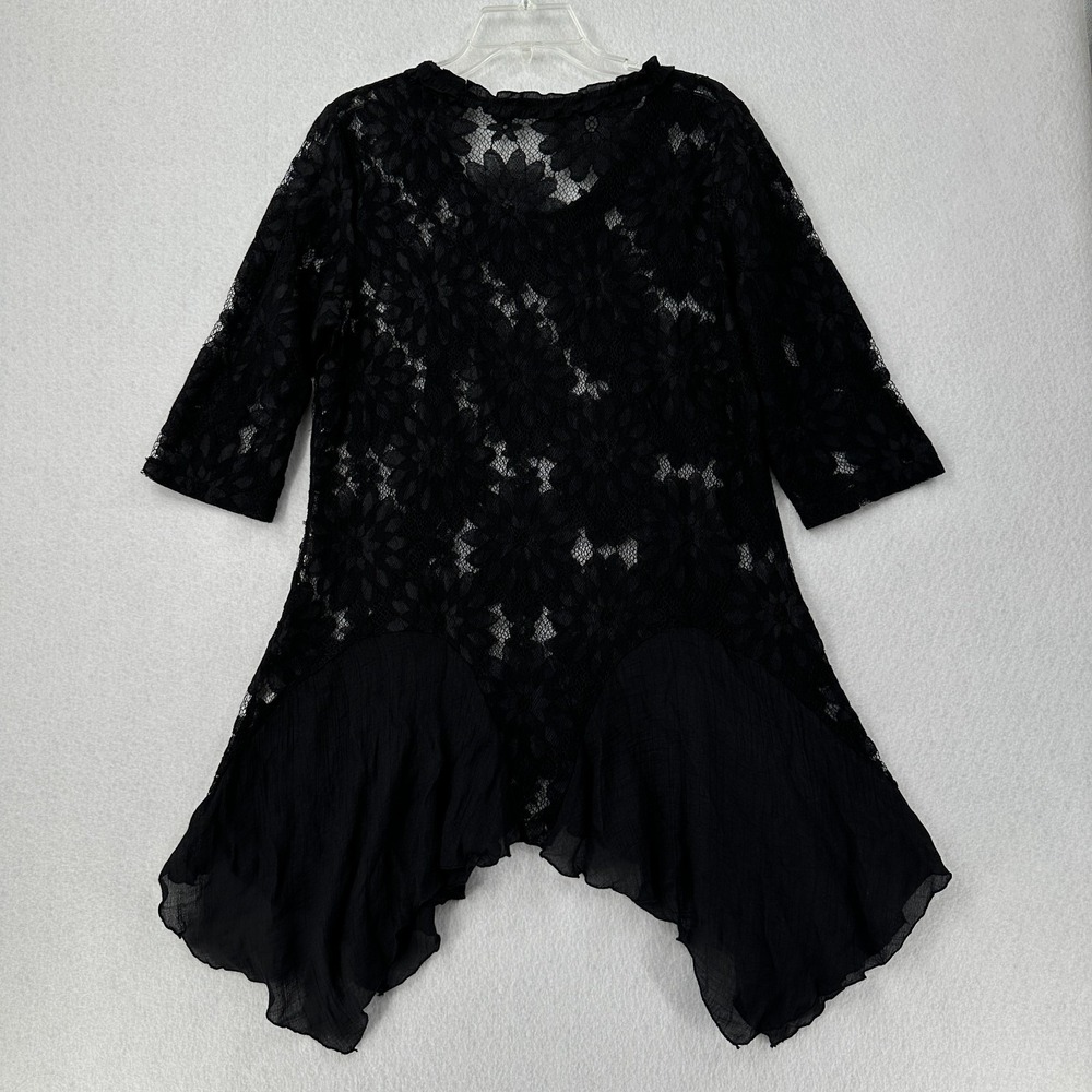 Free People‎ Black Lace Tunic Top Womens Medium Witchy Gothic - Picture 2 of 10